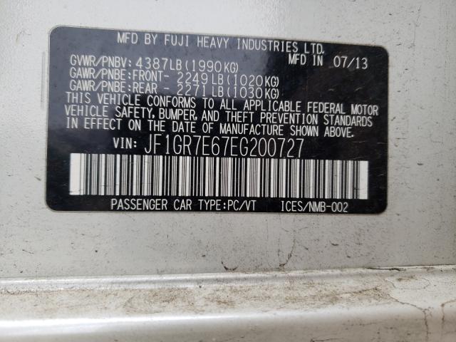 2014 SUBARU IMPREZA WR JF1GR7E67EG200727