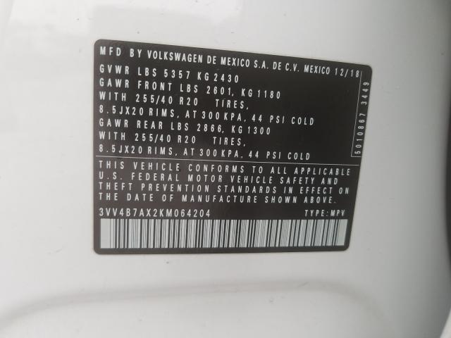 2019 VOLKSWAGEN TIGUAN SEL 3VV4B7AX2KM064204