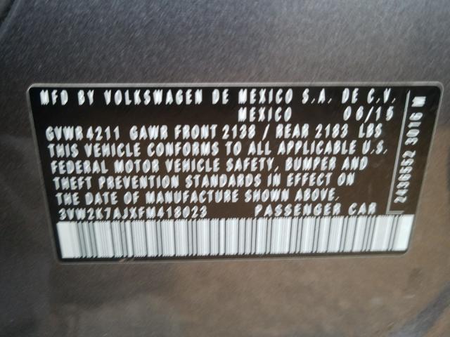 2015 VOLKSWAGEN JETTA BASE 3VW2K7AJXFM418023