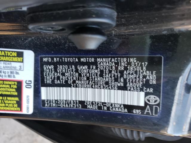 2017 TOYOTA COROLLA L 2T1BURHE4HC835456