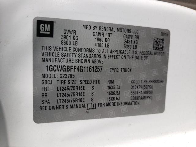 2016 CHEVROLET EXPRESS G2 1GCWGBFF4G1161257