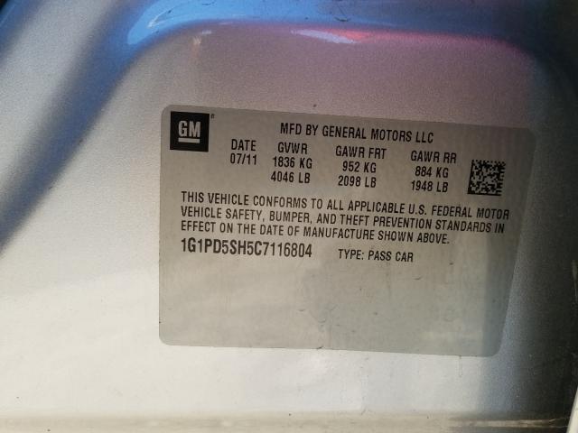 2012 CHEVROLET CRUZE LS 1G1PD5SH5C7116804