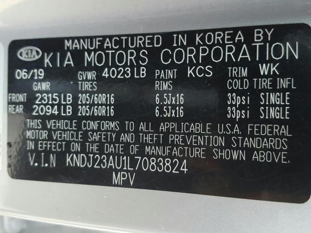 2020 KIA SOUL LX KNDJ23AU1L7083824