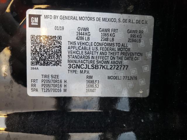 2019 CHEVROLET TRAX 1LT 3GNCJLSB7KL272777