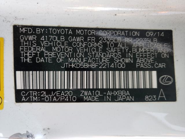 2015 LEXUS CT 200 JTHKD5BH8F2214100
