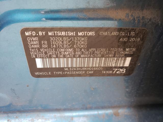 2019 MITSUBISHI MIRAGE ES ML32A3HJ8KH016605