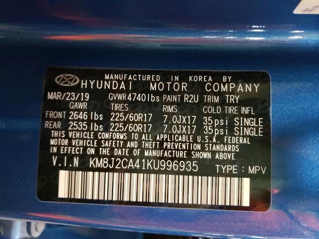 2019 HYUNDAI TUCSON SE KM8J2CA41KU996935