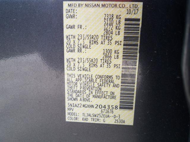 2017 NISSAN MURANO S 5N1AZ2MGXHN204358