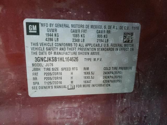 2017 CHEVROLET TRAX LS 3GNCJKSB1HL164626