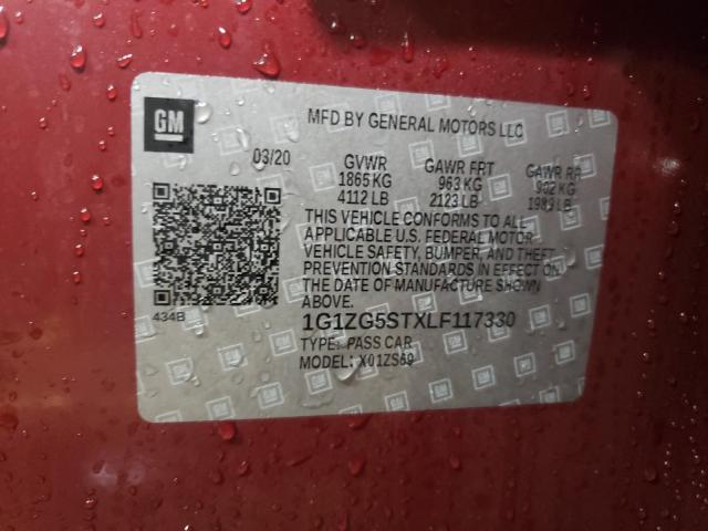 2020 CHEVROLET MALIBU RS 1G1ZG5STXLF117330