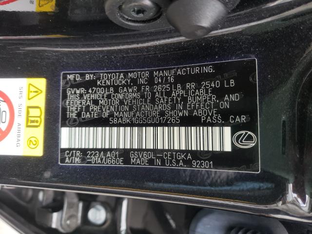 2016 LEXUS ES 350 58ABK1GG5GU017265