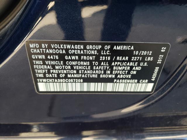 2013 VOLKSWAGEN PASSAT SEL 1VWCH7A39DC057208