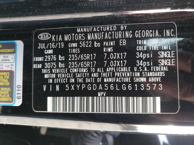 2020 KIA SORENTO S 5XYPGDA56LG613573