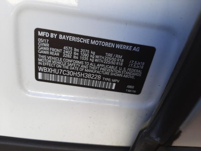 2017 BMW X1 SDRIVE2 WBXHU7C30H5H38228