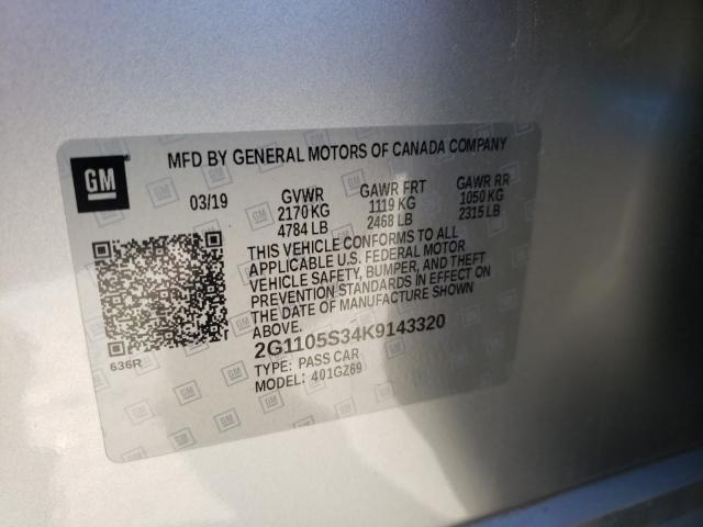 2019 CHEVROLET IMPALA PRE 2G1105S34K9143320