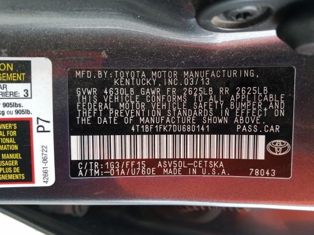 2013 TOYOTA CAMRY L - 4T1BF1FK7DU680141