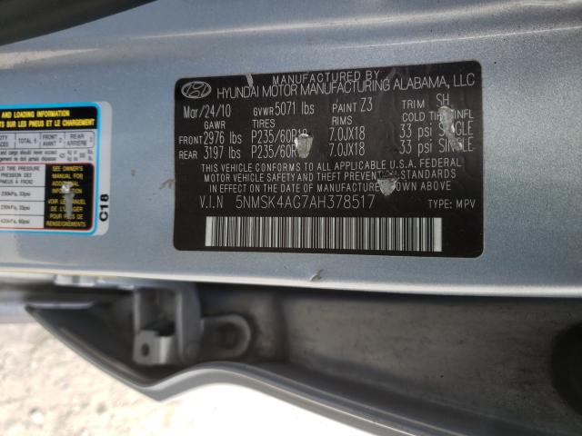 2010 HYUNDAI SANTA FE 5NMSK4AG7AH378517