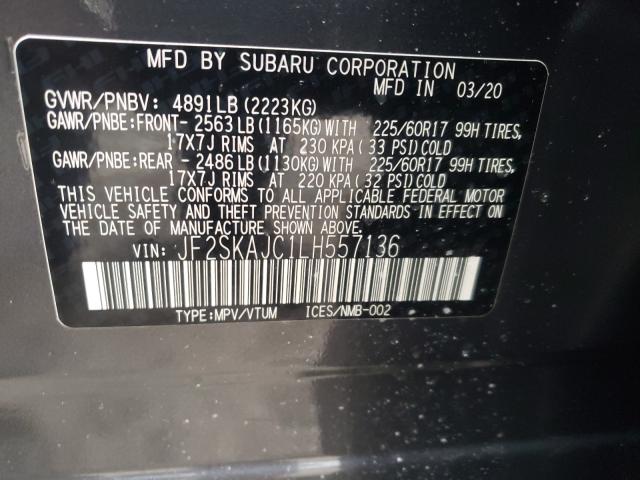 2020 SUBARU FORESTER P JF2SKAJC1LH557136