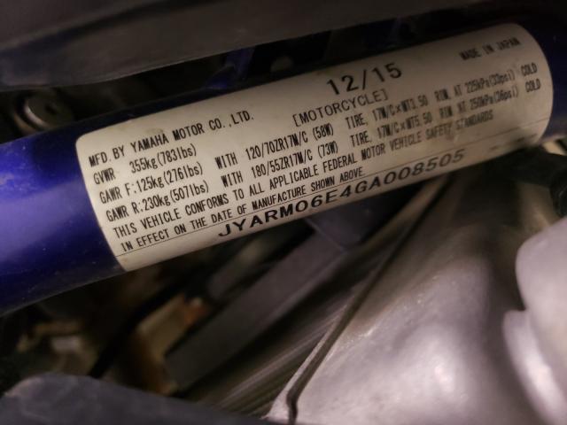 2016 YAMAHA FZ07 JYARM06E4GA008505