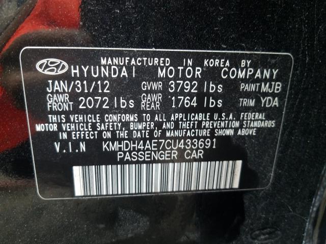 2012 HYUNDAI ELANTRA GL KMHDH4AE7CU433691