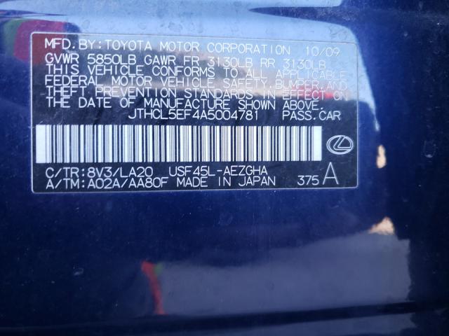 2010 LEXUS LS 460 JTHCL5EF4A5004781