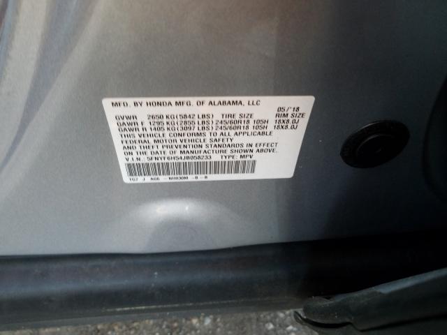 2018 HONDA PILOT EXL 5FNYF6H54JB058233