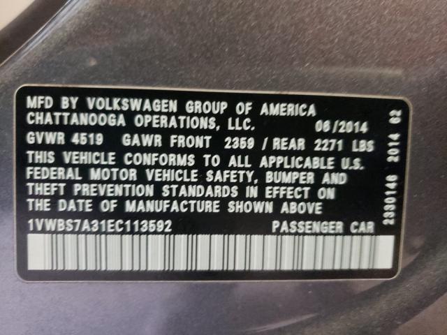 2014 VOLKSWAGEN PASSAT SE 1VWBS7A31EC113592