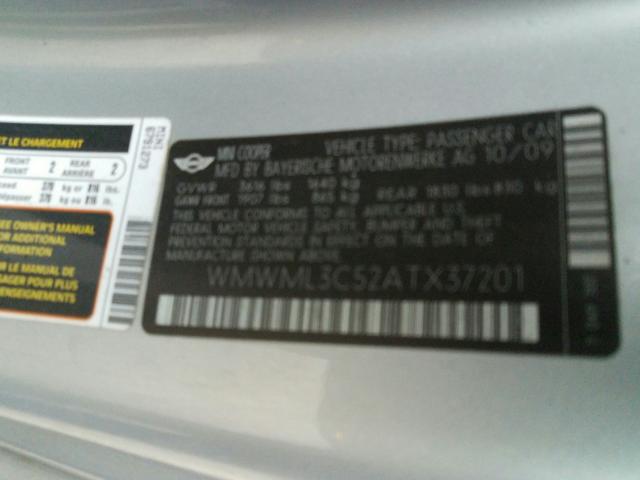 2010 MINI COOPER CLU WMWML3C52ATX37201