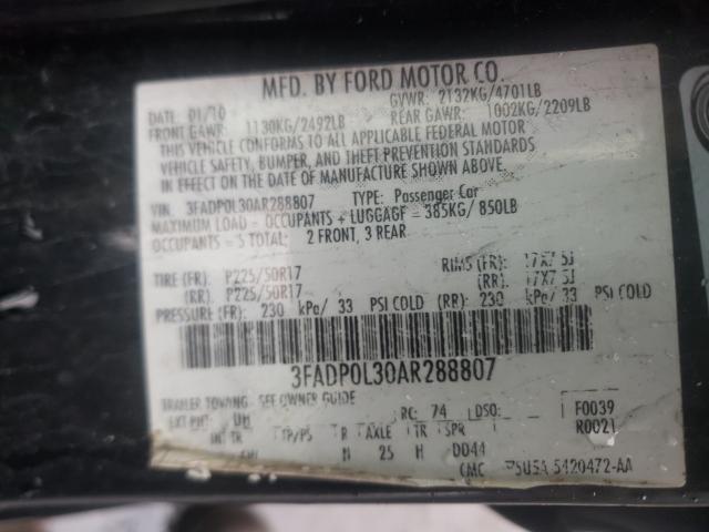 2010 FORD FUSION HYB 3FADP0L30AR288807