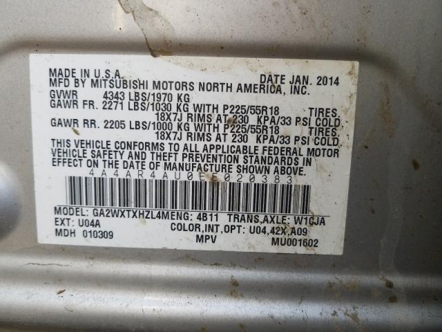2014 MITSUBISHI OUTLANDER 4A4AR4AU0EE020383