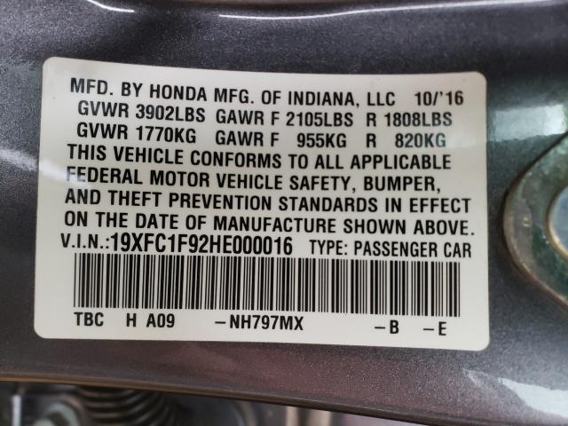 2017 HONDA CIVIC TOUR 19XFC1F92HE000016