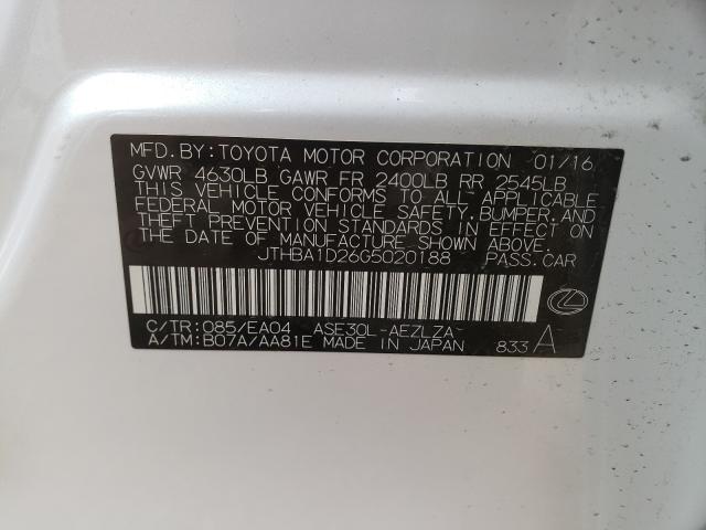 2016 LEXUS IS 200T JTHBA1D26G5020188