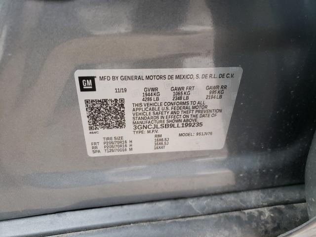 2020 CHEVROLET TRAX 1LT 3GNCJLSB9LL199235
