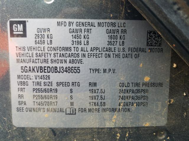 2011 BUICK ENCLAVE CX 5GAKVBED0BJ348655