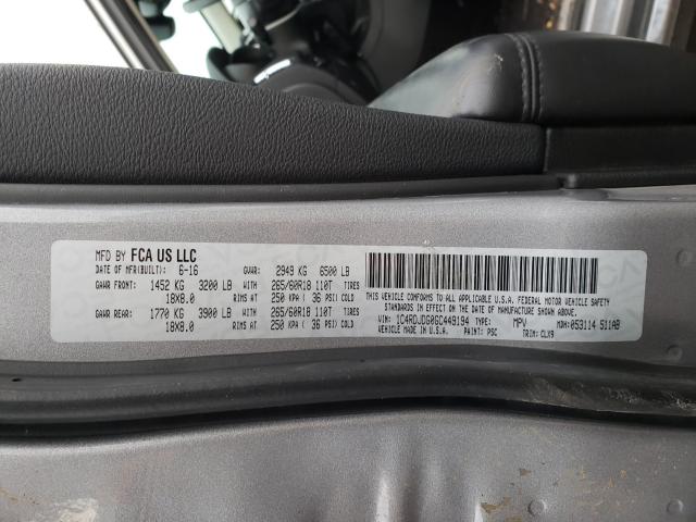 2016 DODGE DURANGO LI 1C4RDJDG0GC449194