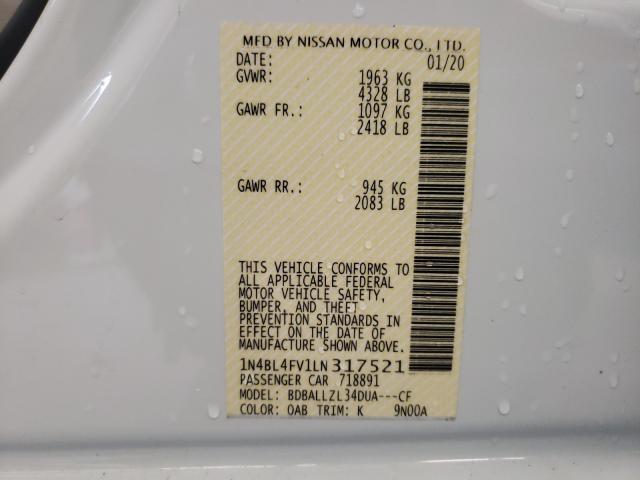 2020 NISSAN ALTIMA PLA 1N4BL4FV1LN317521