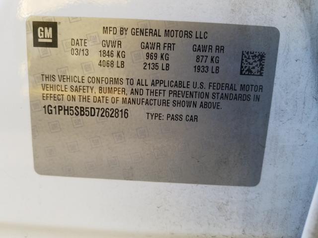 2013 CHEVROLET CRUZE ECO 1G1PH5SB5D7262816