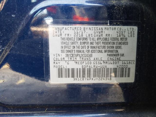 2018 NISSAN SENTRA SR 3N1CB7APXJY224348