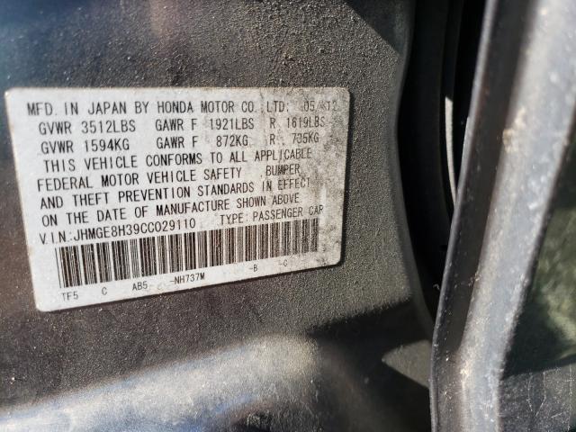 2012 HONDA FIT JHMGE8H39CC029110