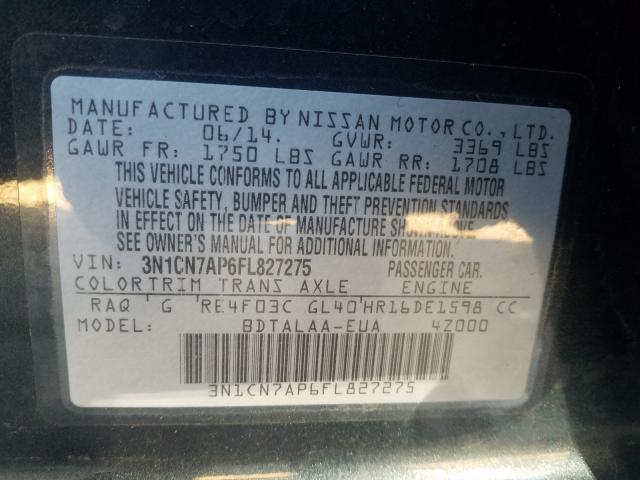 2015 NISSAN VERSA 3N1CN7AP6FL827275