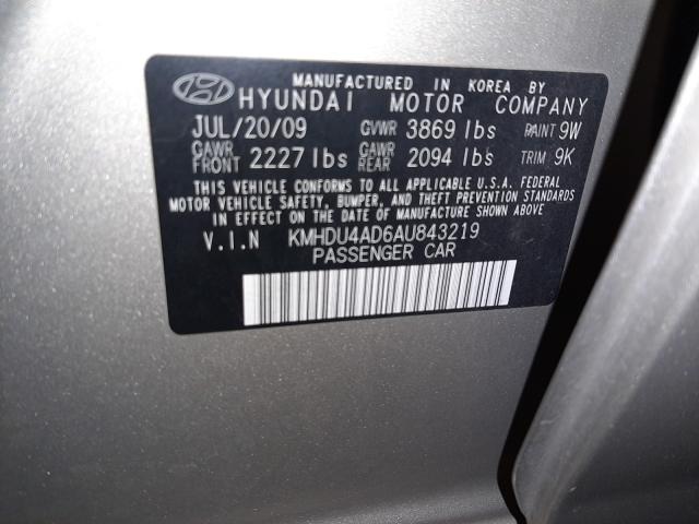 2010 HYUNDAI ELANTRA BL KMHDU4AD6AU843219