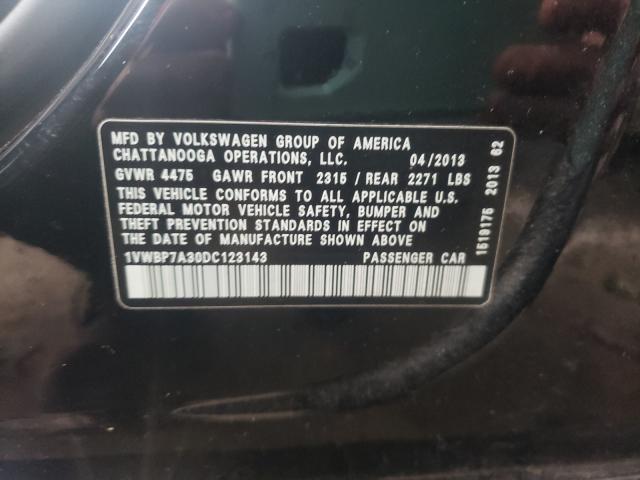 2013 VOLKSWAGEN PASSAT SE 1VWBP7A30DC123143
