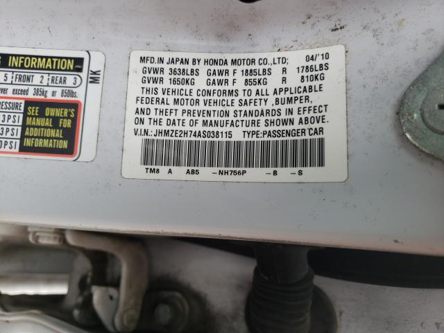 2010 HONDA INSIGHT EX JHMZE2H74AS038115