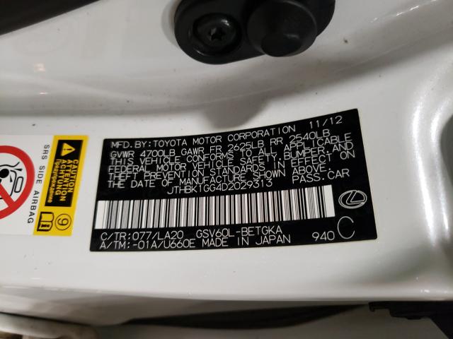 2013 LEXUS ES 350 JTHBK1GG4D2029313