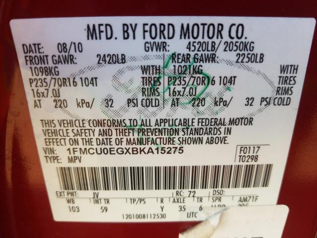 2011 FORD ESCAPE LIM 1FMCU0EGXBKA15275