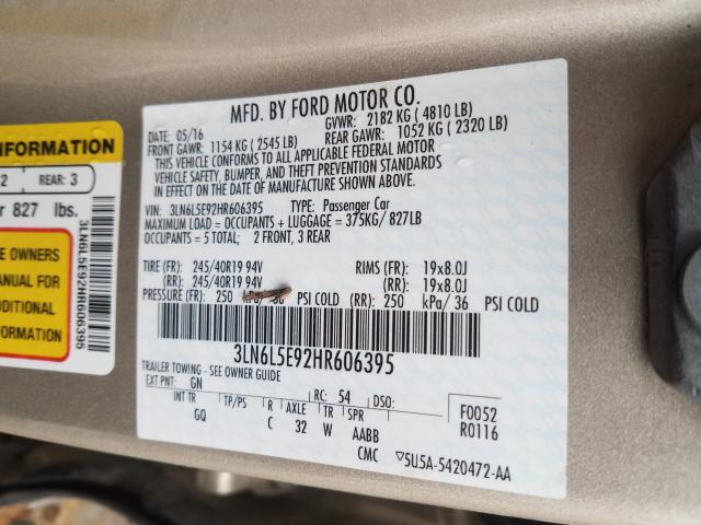 2017 LINCOLN MKZ RESERV 3LN6L5E92HR606395
