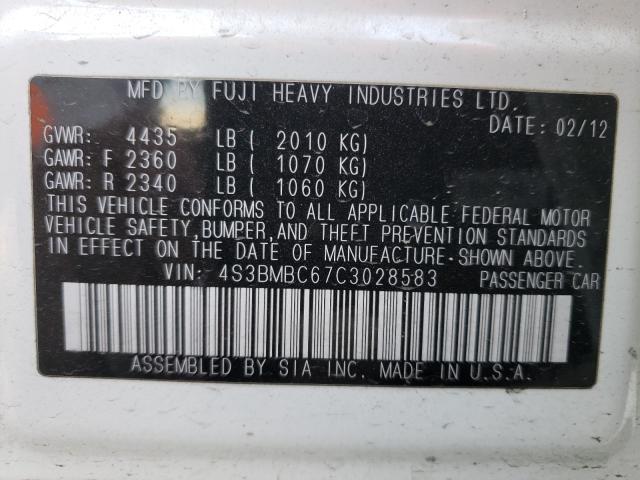 2012 SUBARU LEGACY 2.5 - 4S3BMBC67C3028583