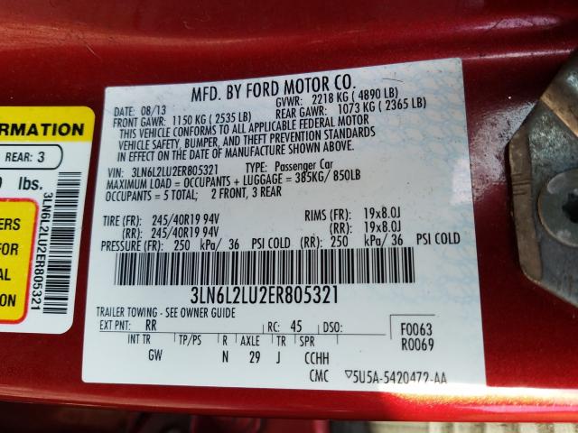 2014 LINCOLN MKZ HYBRID 3LN6L2LU2ER805321