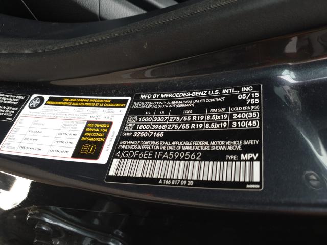2015 MERCEDES-BENZ GL 450 4MA 4JGDF6EE1FA599562
