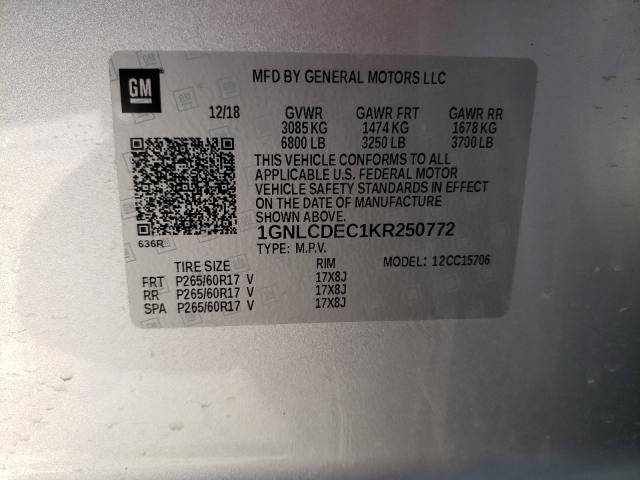 2019 CHEVROLET TAHOE POLI 1GNLCDEC1KR250772